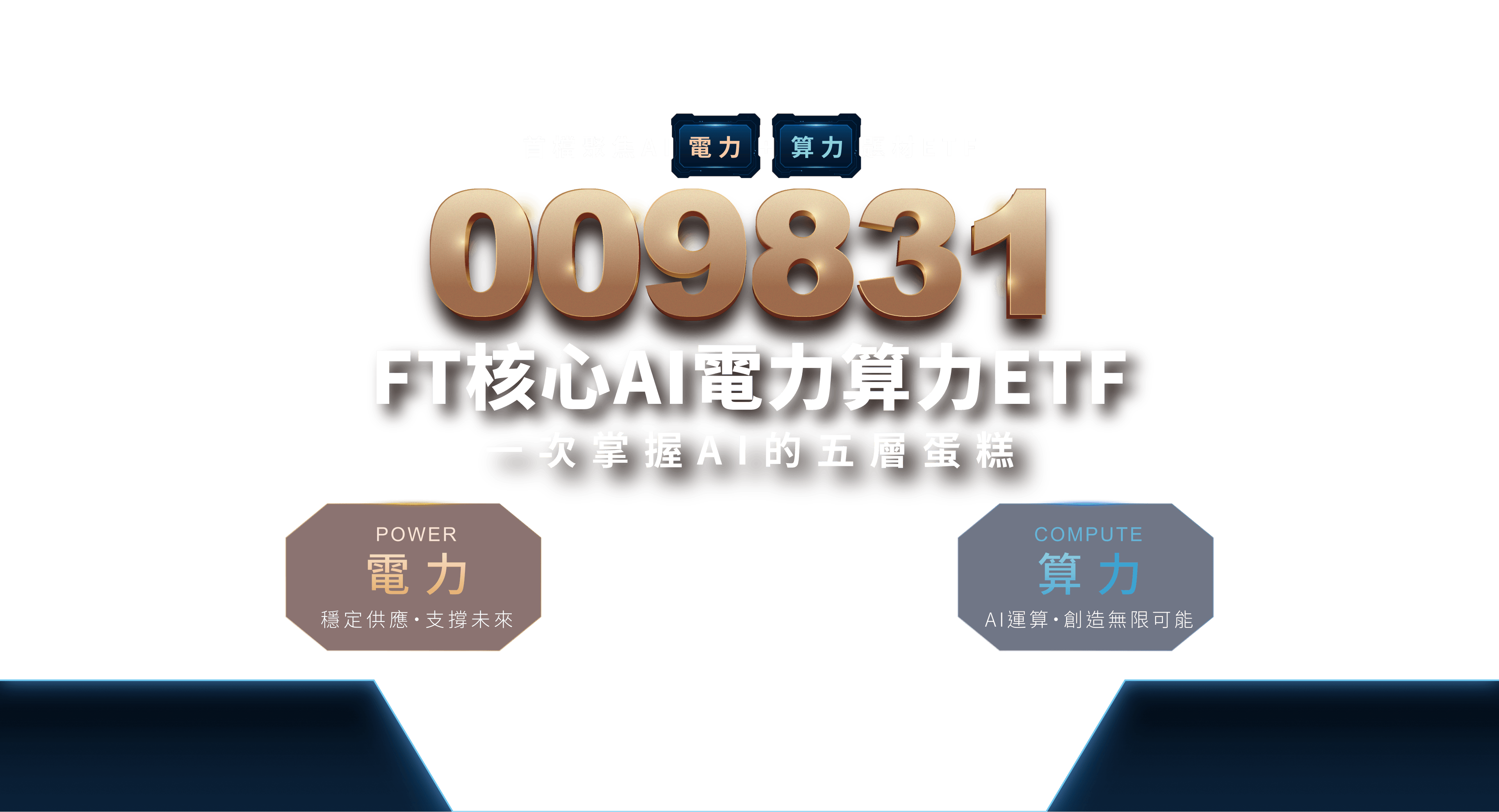 首檔聚焦AI 電力＋算力 題材ETF 009831 FT核心AI電力算力ETF 一次掌握AI的五層蛋糕