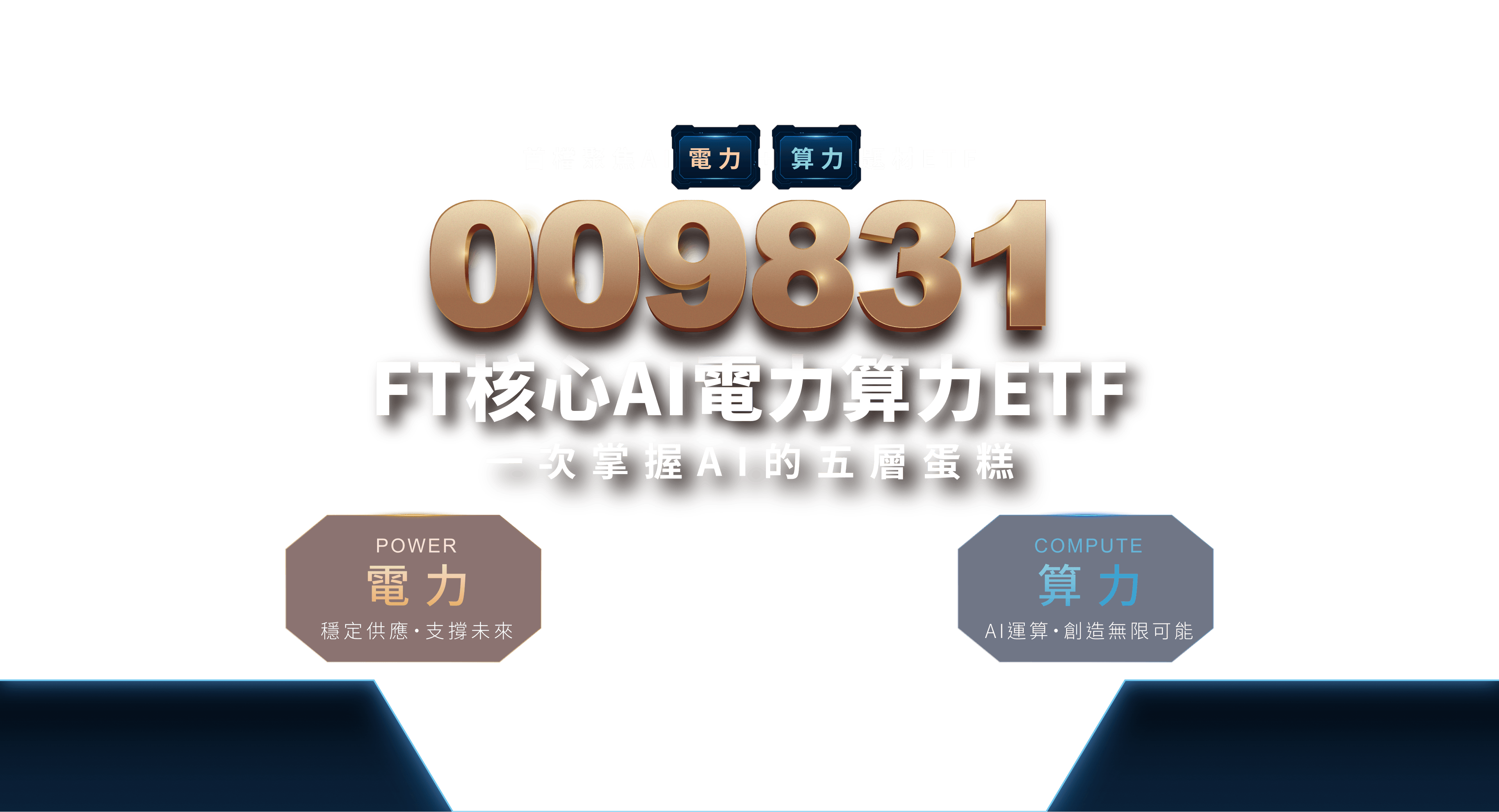 首檔聚焦AI 電力＋算力 題材ETF 009831 FT核心AI電力算力ETF 一次掌握AI的五層蛋糕